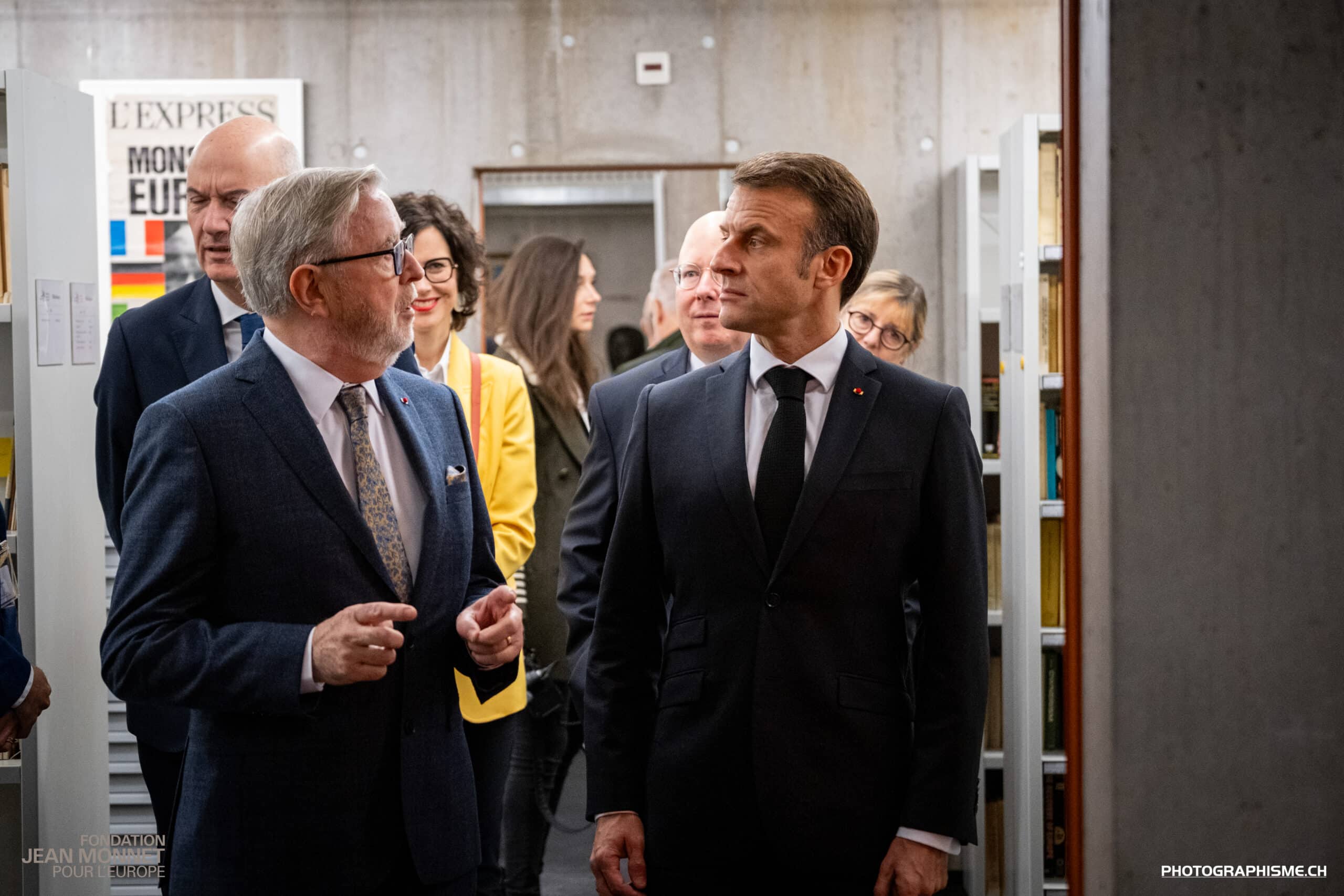 Visite des Présidents Macron et Berset à la Fondation Jean Monnet, 16.11.2023