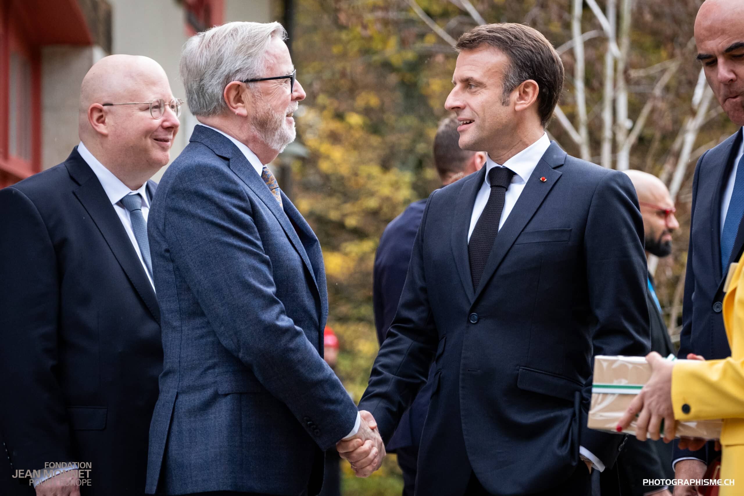 Visite des Présidents Macron et Berset à la Fondation Jean Monnet, 16.11.2023